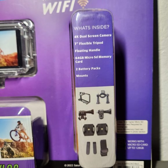 NEW Vivitar 4K Ultra HD Action Camera Bundle tripod, floater, WiFi, 64GB SD, - Picture 10 of 10